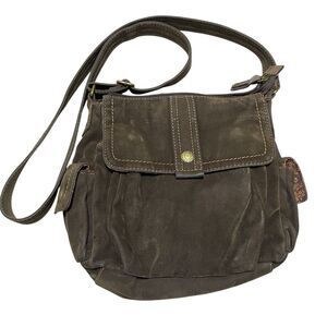 Fossil Brown Purse Velvet Cross Body Adjustable‎ Strap (stained inside)